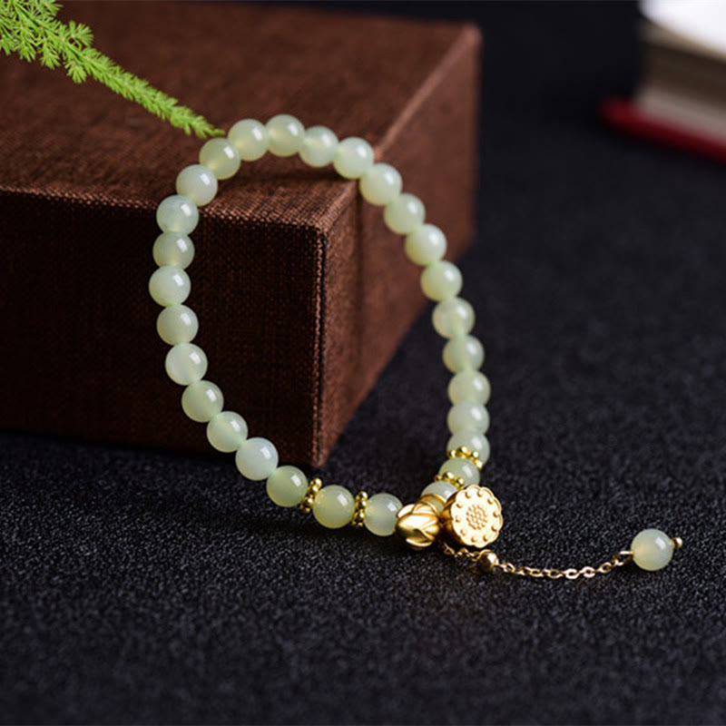 Buddha Stones Natuurlijke Hetian jade lotus Armband - image 6
