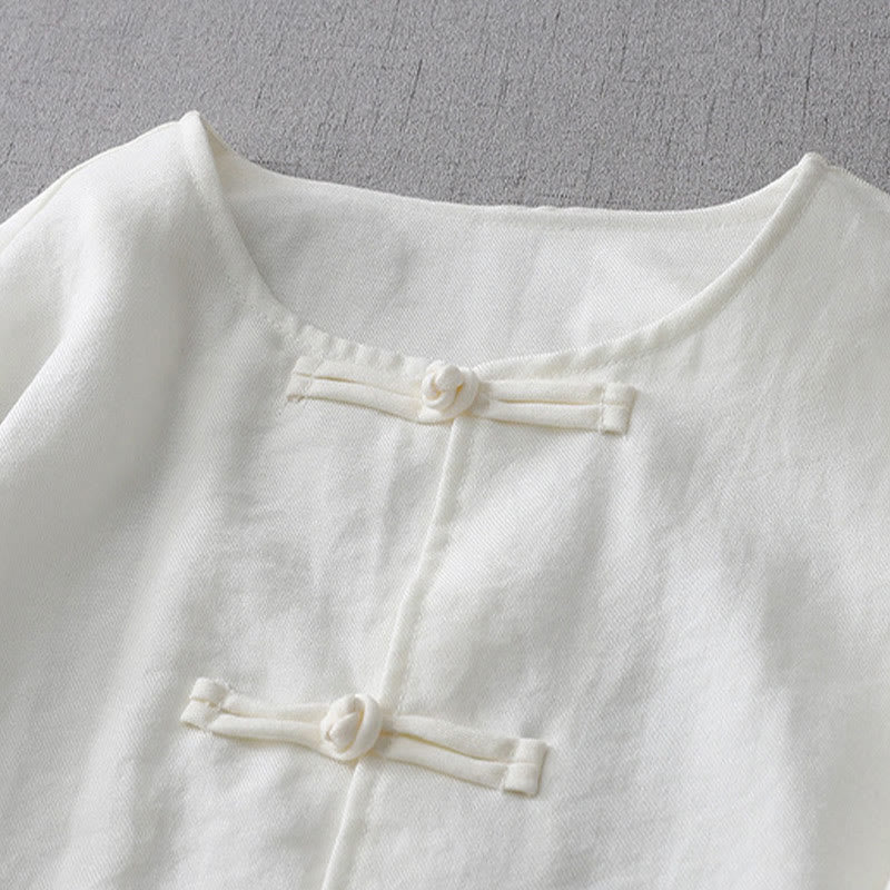 Damesoverhemd met Lange mouw en knoopsluiting in effen kleur met Buddha Stones - image 3