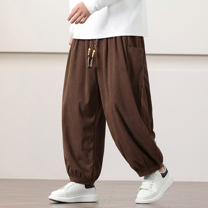Buddha Stones Effen corduroy heren harembroek met Zakken - Zadelbruin - US/UK/AU46, EU56 (5XL) - image 36