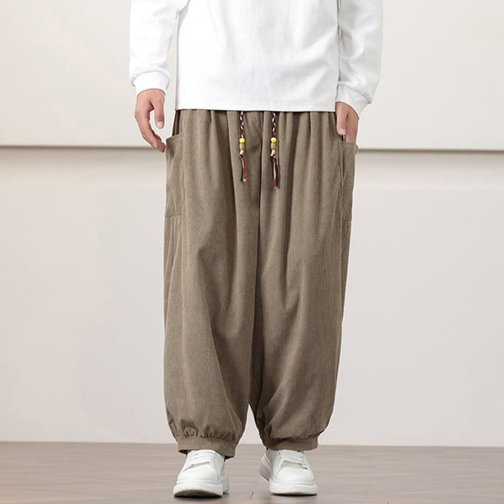 Buddha Stones Effen corduroy heren harembroek met Zakken - image 22