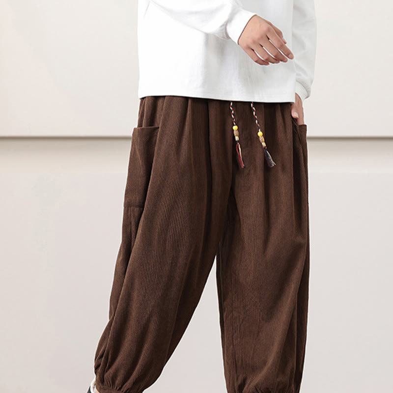 Buddha Stones Effen corduroy heren harembroek met Zakken - image 42