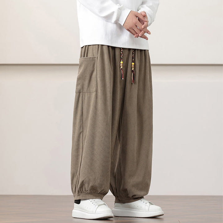 Buddha Stones Effen corduroy heren harembroek met Zakken - image 23