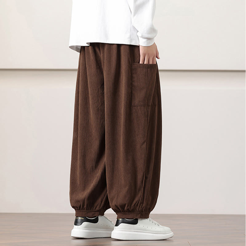 Buddha Stones Effen corduroy heren harembroek met Zakken - image 41