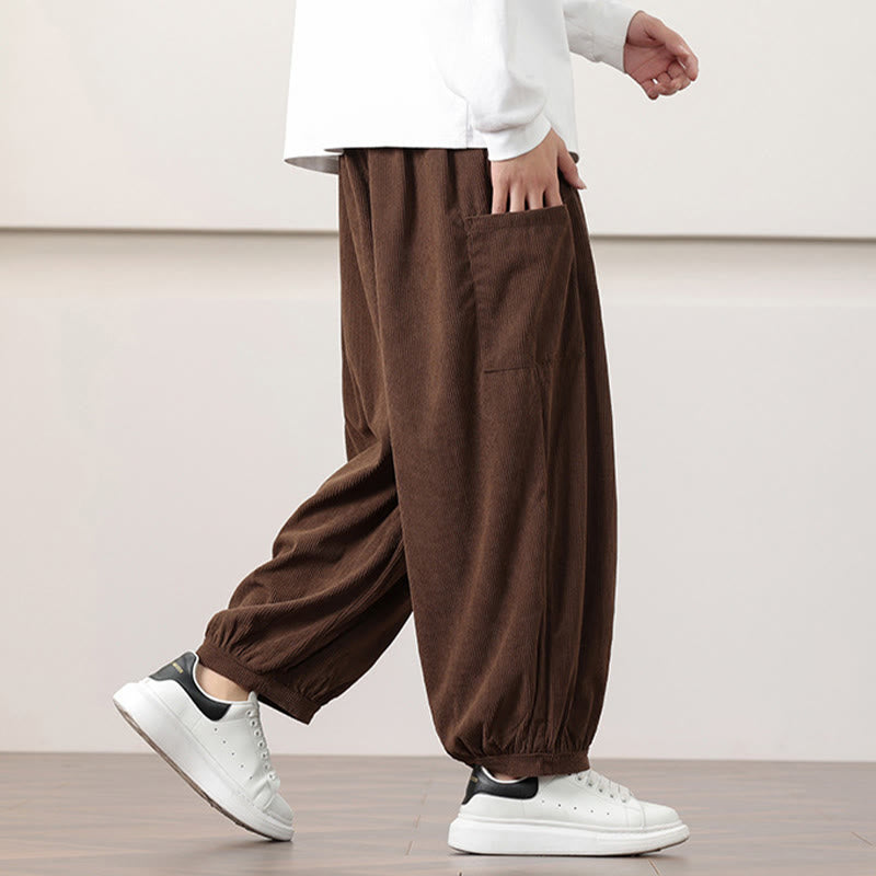 Buddha Stones Effen corduroy heren harembroek met Zakken - image 40