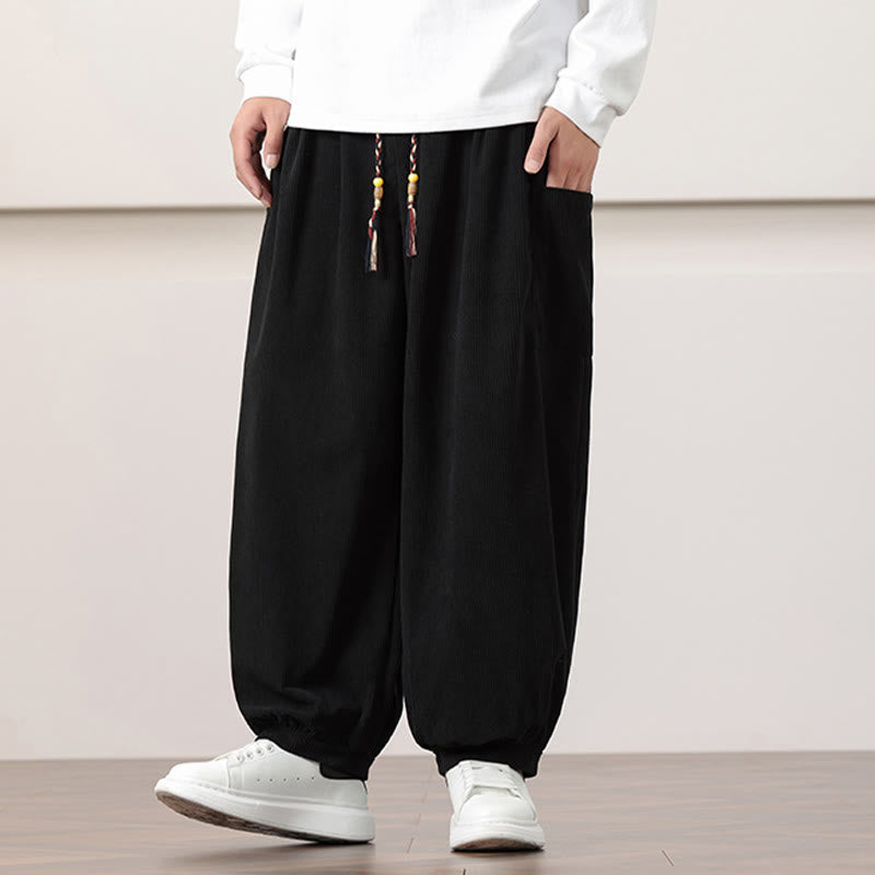 Buddha Stones Effen corduroy heren harembroek met Zakken - image 12