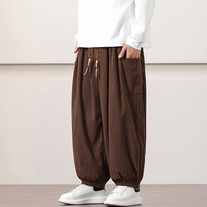 Buddha Stones Effen corduroy heren harembroek met Zakken - image 38