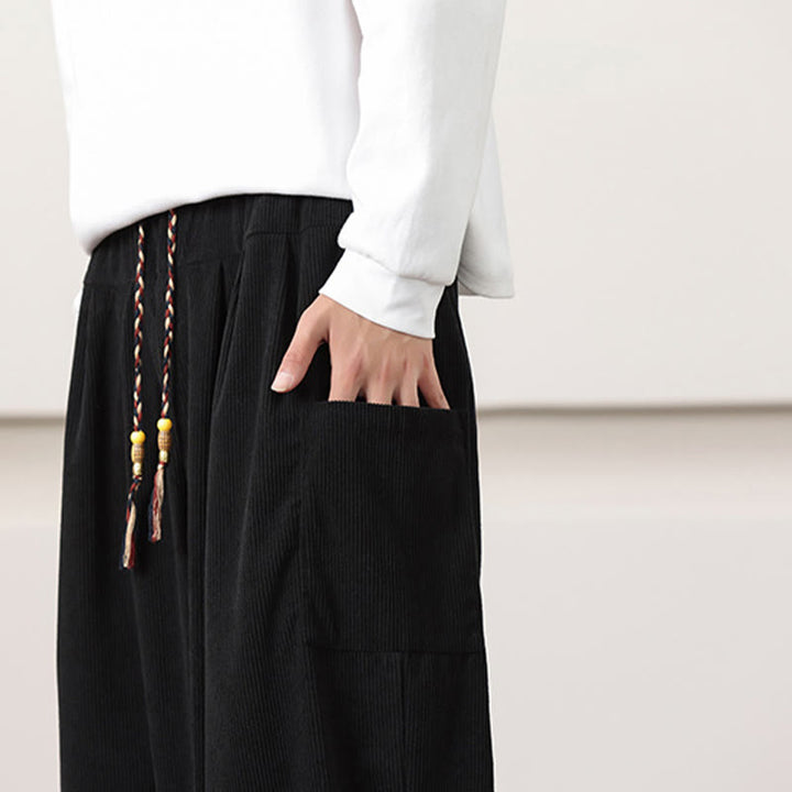 Buddha Stones Effen corduroy heren harembroek met Zakken - image 18