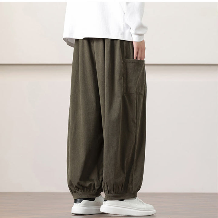 Buddha Stones Effen corduroy heren harembroek met Zakken - image 6