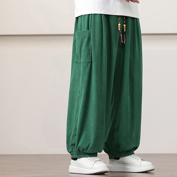 Buddha Stones Effen corduroy heren harembroek met Zakken - image 32