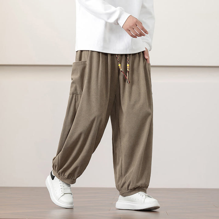 Buddha Stones Effen corduroy heren harembroek met Zakken - image 25