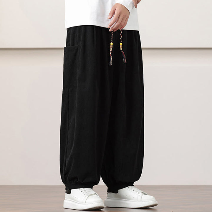 Buddha Stones Effen corduroy heren harembroek met Zakken - image 11