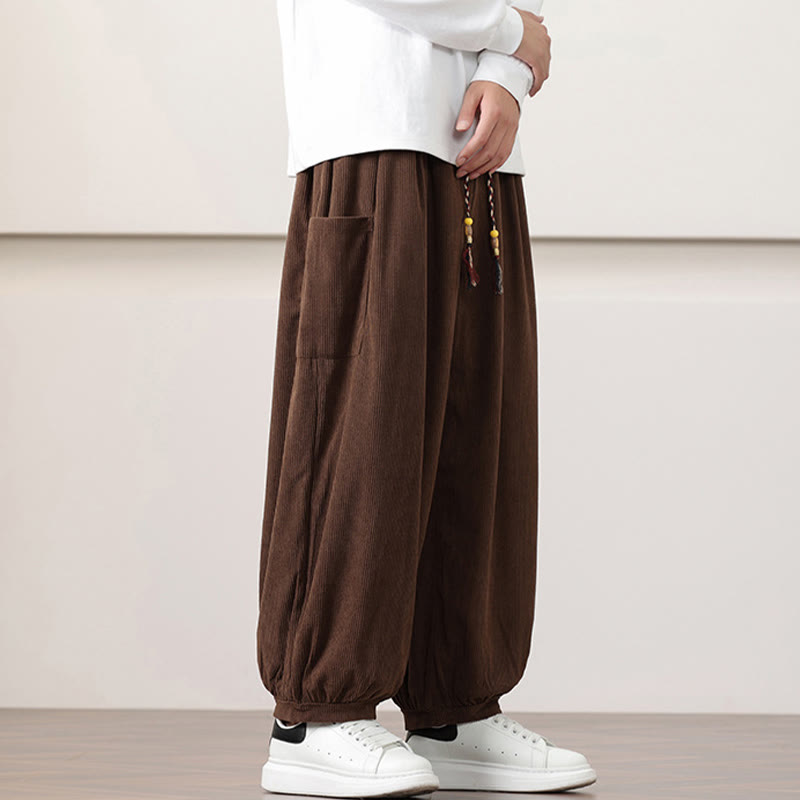 Buddha Stones Effen corduroy heren harembroek met Zakken - image 37