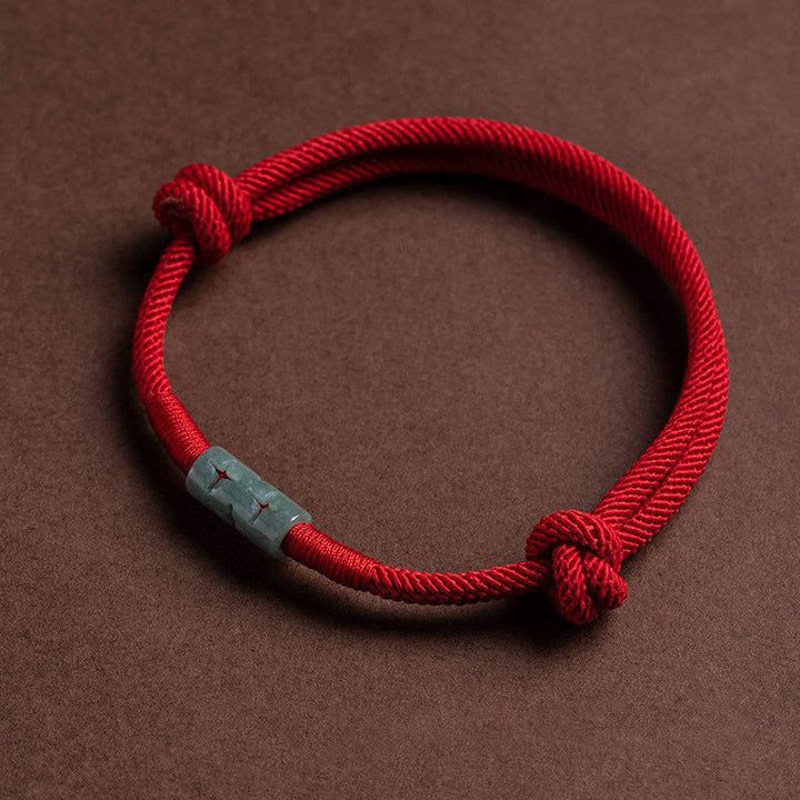 Buddha Stones Armband van jade met touwtje - Rood (Polsomtrek 14-20 cm) - image 7