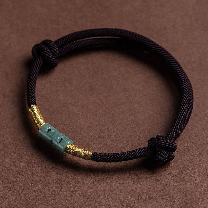 Buddha Stones Armband van jade met touwtje - Bruingoud (Polsomtrek 14-20 cm) - image 6