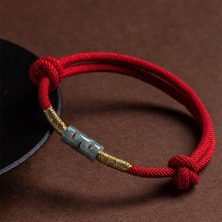 Buddha Stones Armband van jade met touwtje - image 1