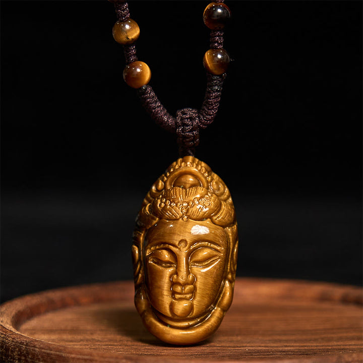 Buddha Stones Tijgeroog Kwan Yin Avalokitesvara Hoofd Kracht Ketting - image 15