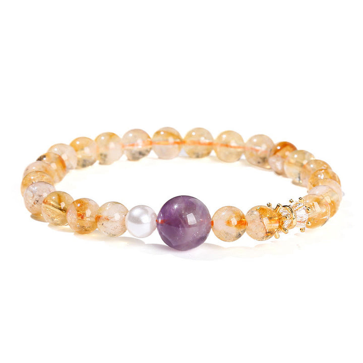 Buddha Stones Armband van natuurlijke citrien en amethist, symbool van voorspoed. - image 8
