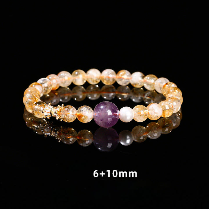 Buddha Stones Armband van natuurlijke citrien en amethist, symbool van voorspoed. - image 9