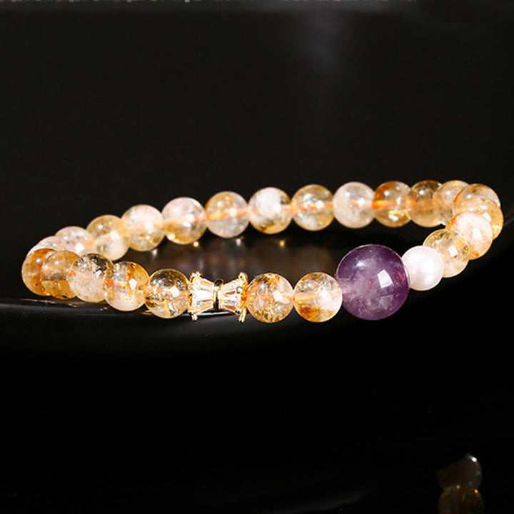 Buddha Stones Armband van natuurlijke citrien en amethist, symbool van voorspoed. - image 2