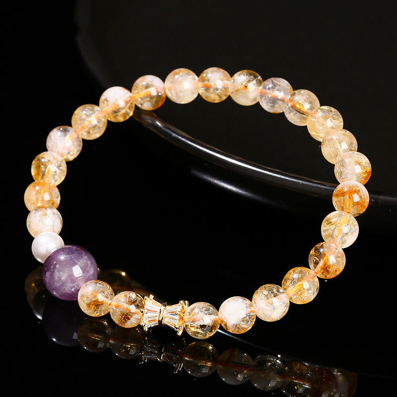 Buddha Stones Armband van natuurlijke citrien en amethist, symbool van voorspoed. - image 1