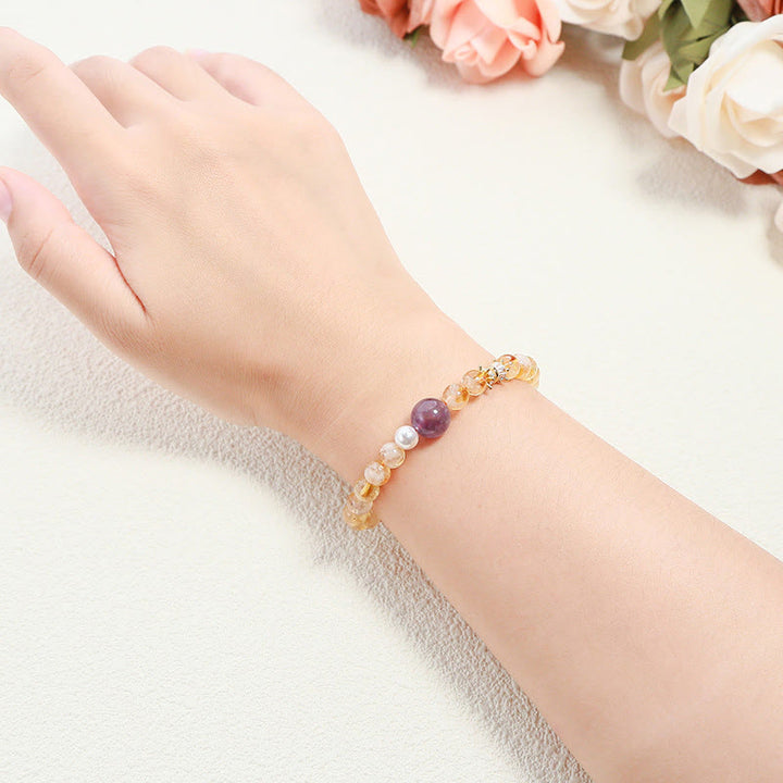 Buddha Stones Armband van natuurlijke citrien en amethist, symbool van voorspoed. - image 4