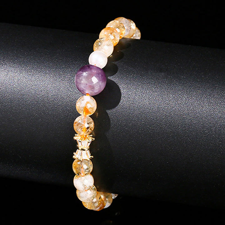 Buddha Stones Armband van natuurlijke citrien en amethist, symbool van voorspoed. - image 3