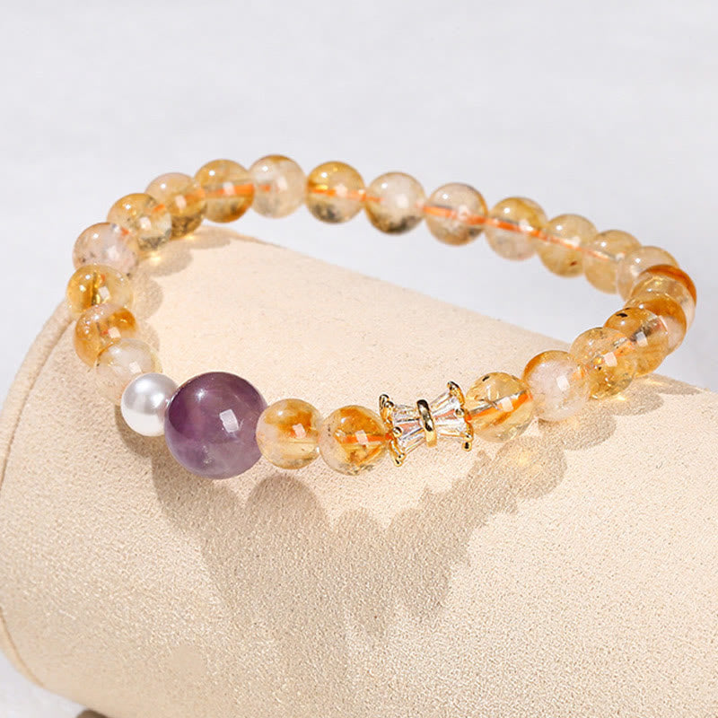 Buddha Stones Armband van natuurlijke citrien en amethist, symbool van voorspoed. - image 10