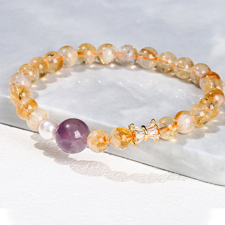 Buddha Stones Armband van natuurlijke citrien en amethist, symbool van voorspoed. - image 11