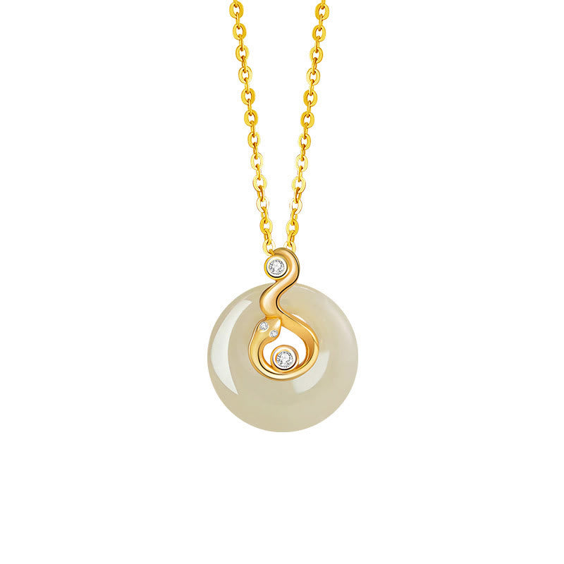 Buddha Stones Chinese dierenriem Hetian Jade 925 Sterling Zilveren Overvloed Ketting - Hetian Jade 925 Sterling Zilver - Slang - image 17