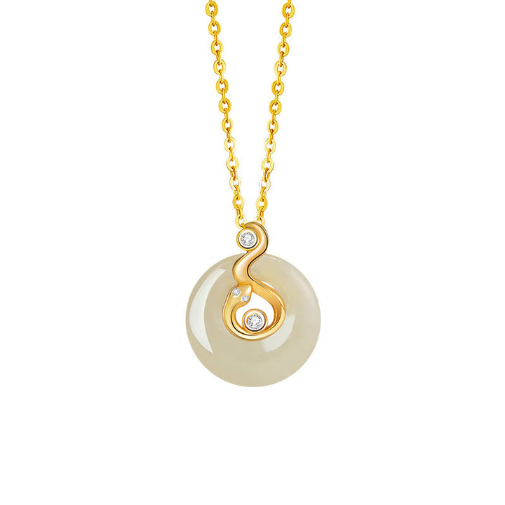 Buddha Stones Chinese dierenriem Hetian Jade 925 Sterling Zilveren Overvloed Ketting - Hetian Jade 925 Sterling Zilver - Slang - image 17
