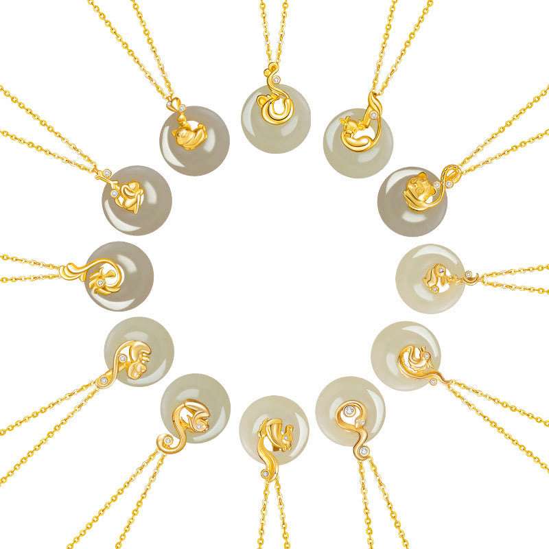 Buddha Stones Chinese dierenriem Hetian Jade 925 Sterling Zilveren Overvloed Ketting - image 29
