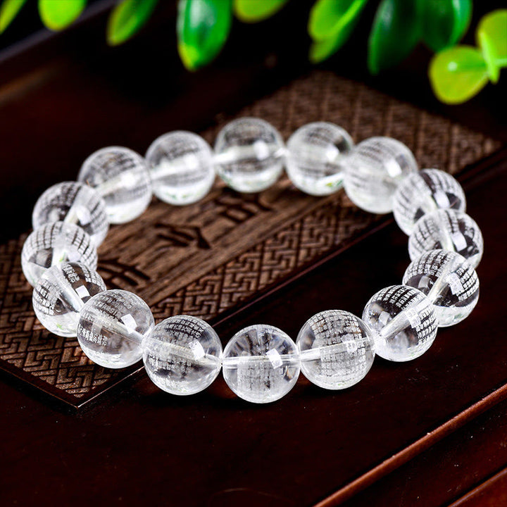 Buddha Stones Hart Sutra Natuurlijke Witte Kristallen Armband - Witte kristallen (Polsomtrek: 15-17 cm) - image 0