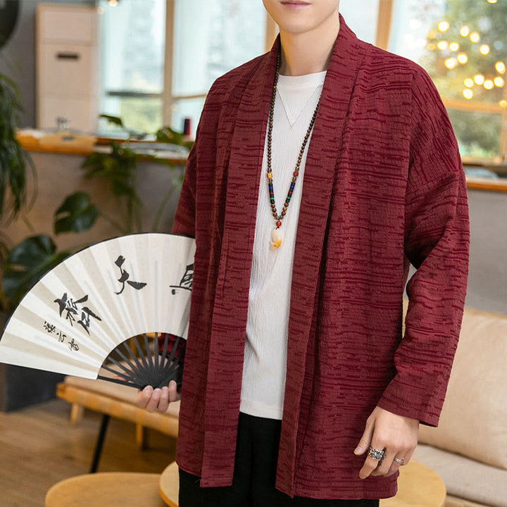 Buddha Stones Eenvoudige, losse, effen herenjas van linnenmix voor de herfst. - Rood - US/UK/AU42, EU52 (3XL) - image 11