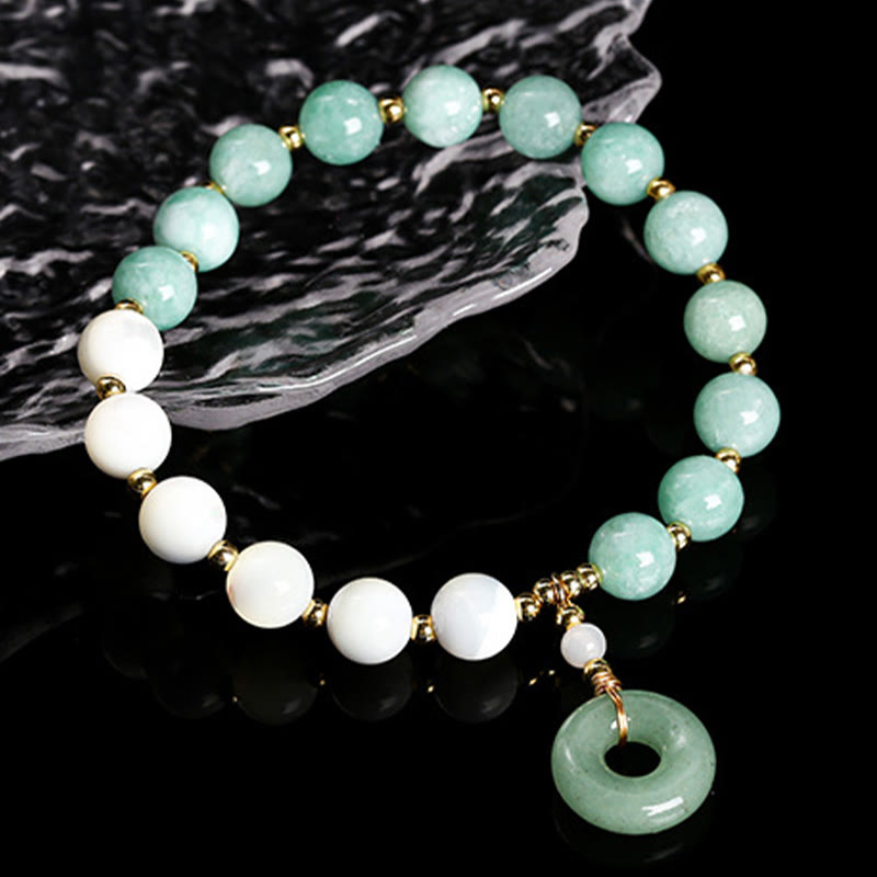 Buddha Stones Jade Trochus Hoefijzer Slak Vrede Gesp Bedeltje Overvloed Armband - image 1