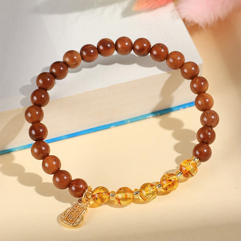 Buddha Stones Groene Phantom Citrien Rutielkwarts Super Seven Kristallen Zelfvertrouwen Armband - Amber Kuka-zaad (Polsomtrek: 14-16 cm) - image 12