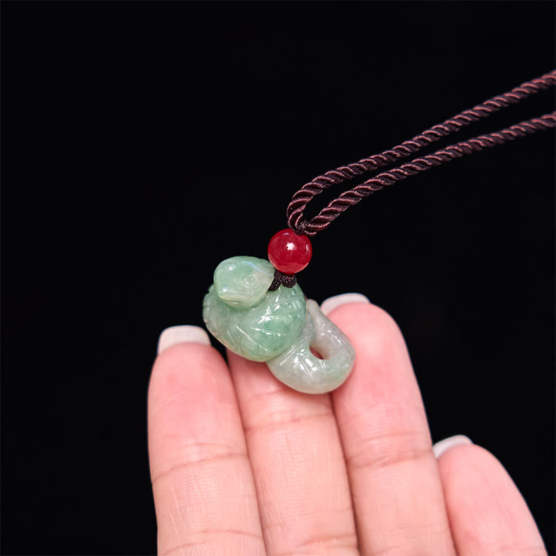 Buddha Stones Ketting van natuurlijke jade met symbool voor het Chinese sterrenbeeld, het jaar van de slang. - image 4
