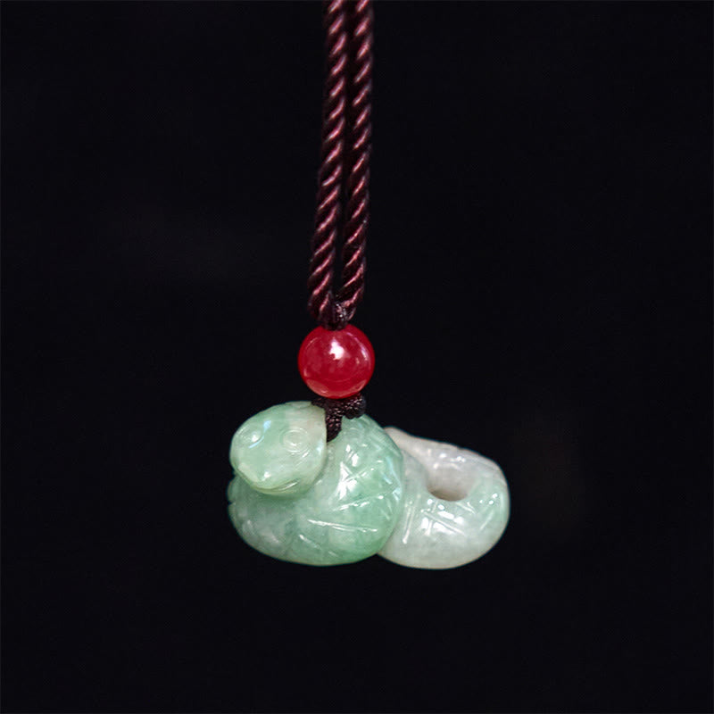 Buddha Stones Ketting van natuurlijke jade met symbool voor het Chinese sterrenbeeld, het jaar van de slang. - image 1