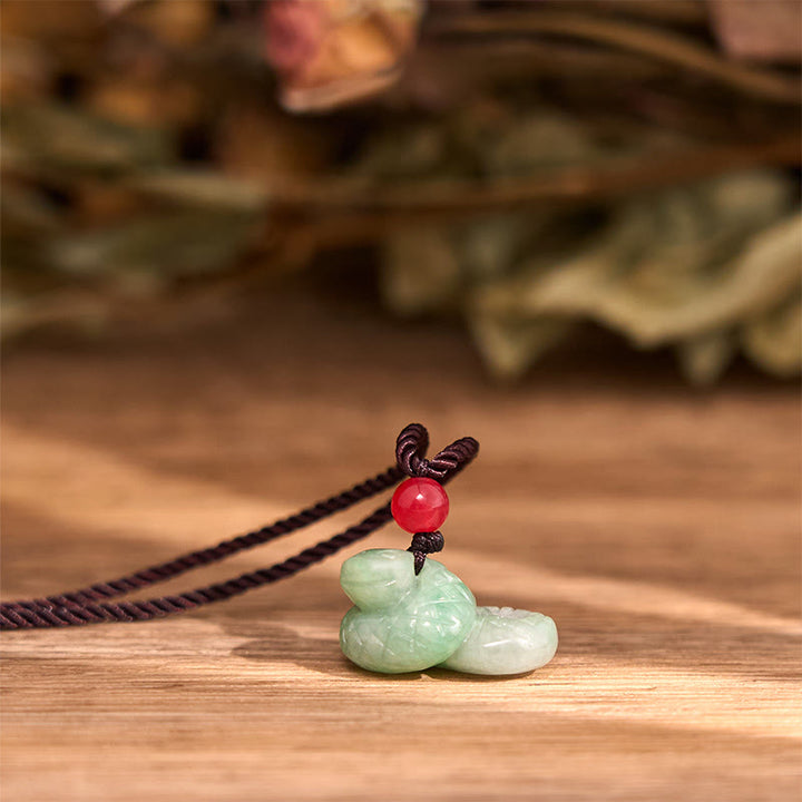 Buddha Stones Ketting van natuurlijke jade met symbool voor het Chinese sterrenbeeld, het jaar van de slang. - image 3