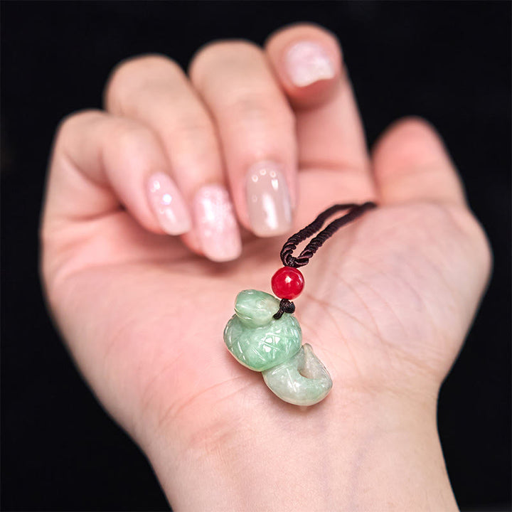 Buddha Stones Ketting van natuurlijke jade met symbool voor het Chinese sterrenbeeld, het jaar van de slang. - image 6