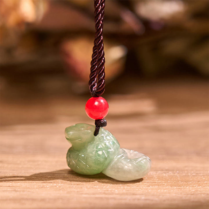 Buddha Stones Ketting van natuurlijke jade met symbool voor het Chinese sterrenbeeld, het jaar van de slang. - image 2