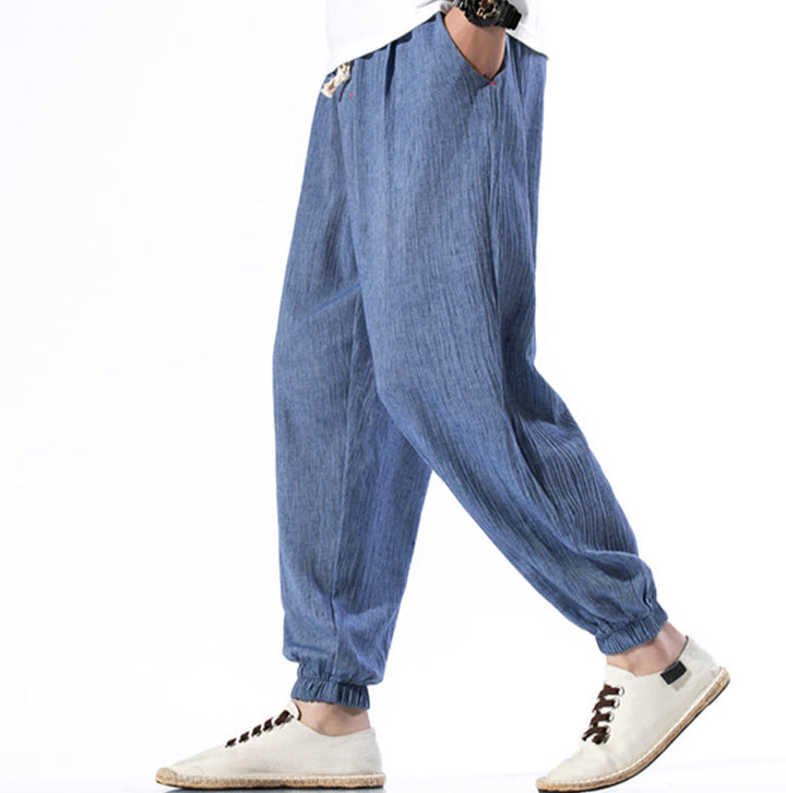 Buddha Stones Casual effen linnen herenbroek met Zakken - image 16