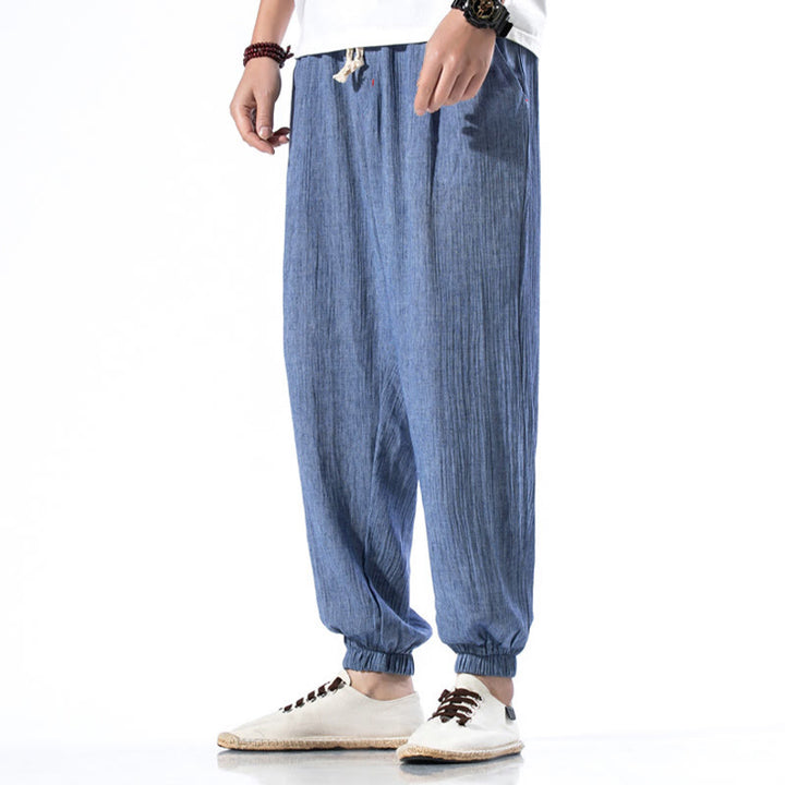 Buddha Stones Casual effen linnen herenbroek met Zakken - image 17
