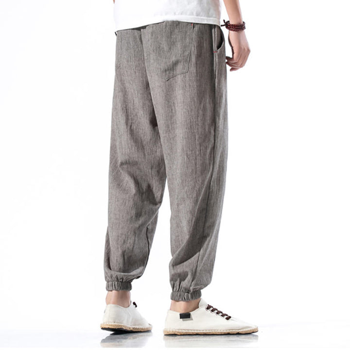 Buddha Stones Casual effen linnen herenbroek met Zakken - image 33