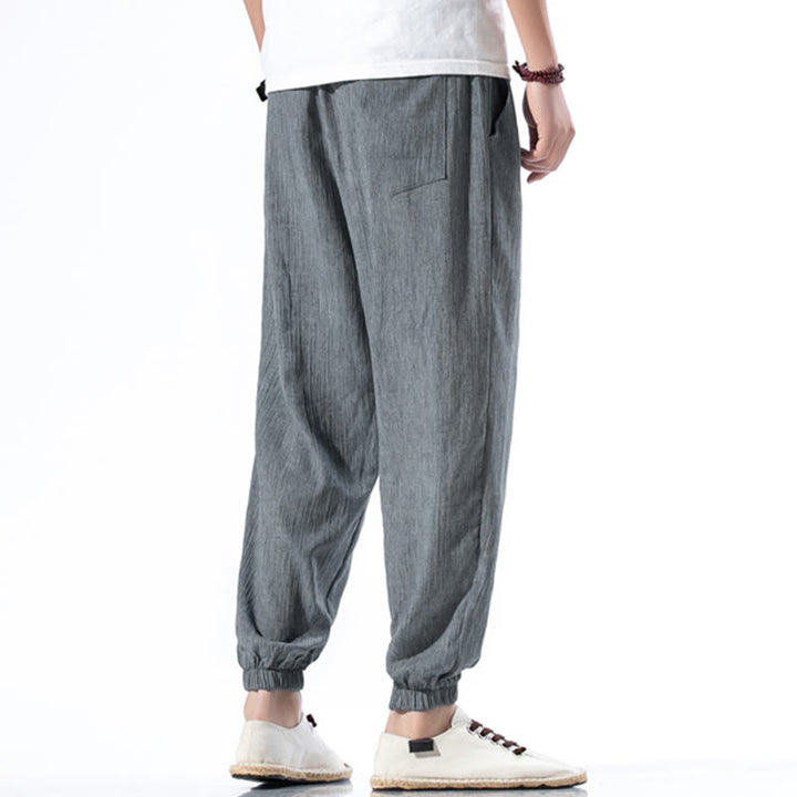 Buddha Stones Casual effen linnen herenbroek met Zakken - image 27