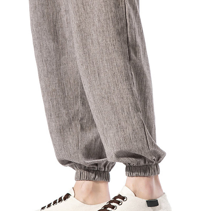 Buddha Stones Casual effen linnen herenbroek met Zakken - image 37