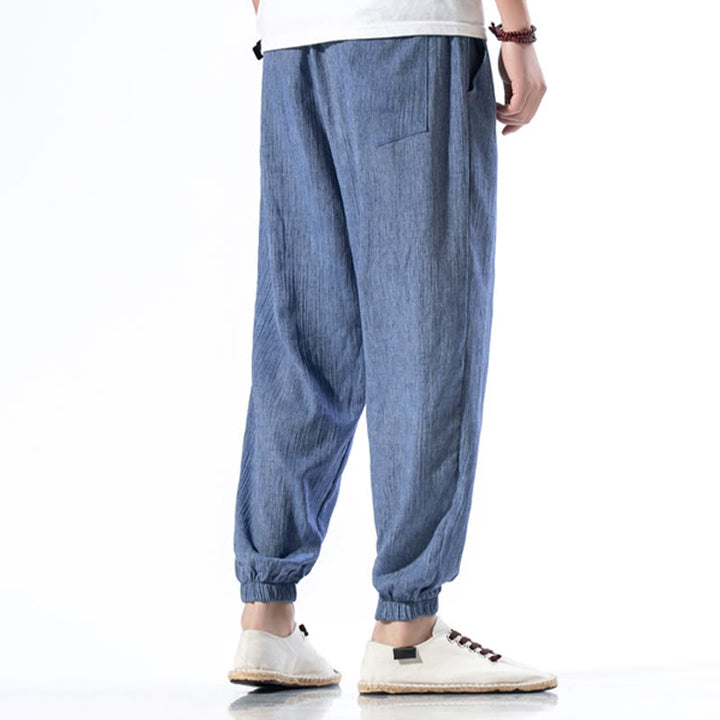 Buddha Stones Casual effen linnen herenbroek met Zakken - image 21
