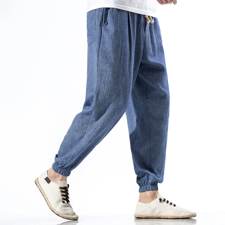 Buddha Stones Casual effen linnen herenbroek met Zakken - image 20