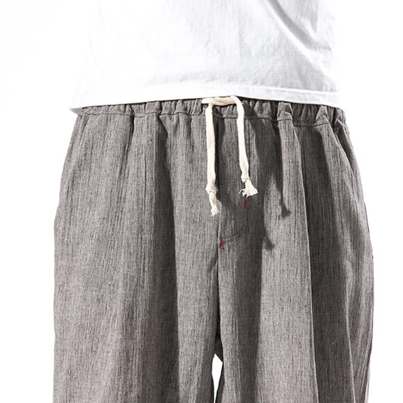 Buddha Stones Casual effen linnen herenbroek met Zakken - image 34