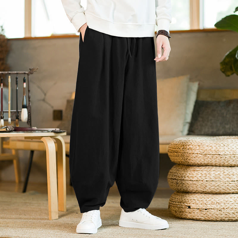 Harembroek met Zakken en zakken, effen kleur, met Buddha Stones. - Zwart - US/UK/AU46, EU56 (5XL) - image 11