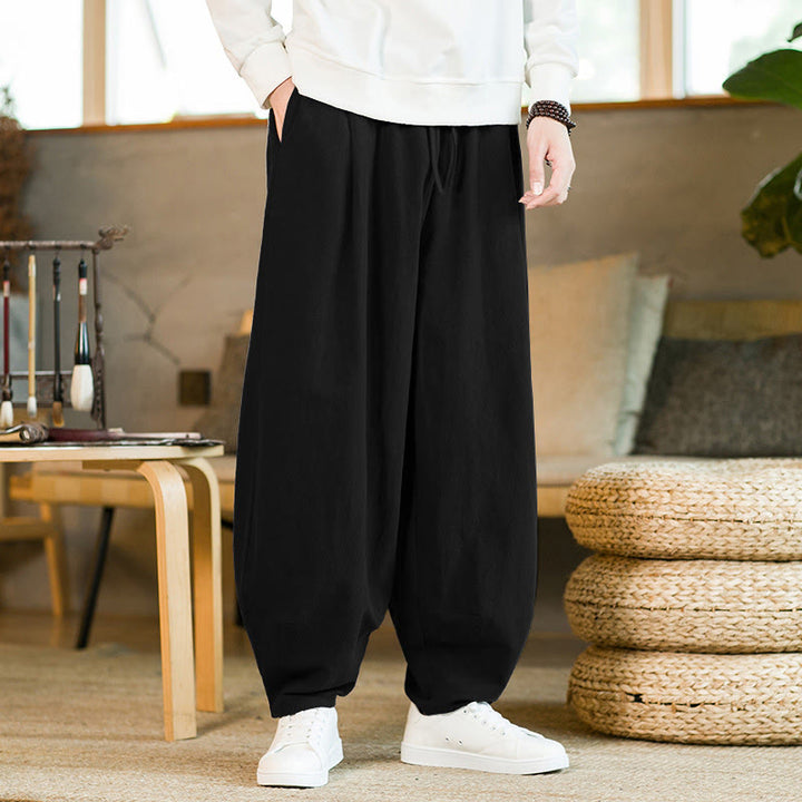 Harembroek met Zakken en zakken, effen kleur, met Buddha Stones. - Zwart - US/UK/AU46, EU56 (5XL) - image 11